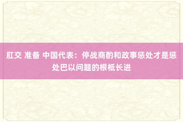 肛交 准备 中国代表：停战商酌和政事惩处才是惩处巴以问题的根柢长进