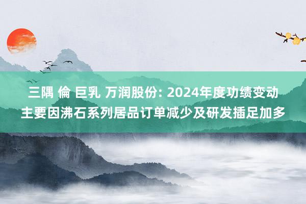 三隅 倫 巨乳 万润股份: 2024年度功绩变动主要因沸石系列居品订单减少及研发插足加多